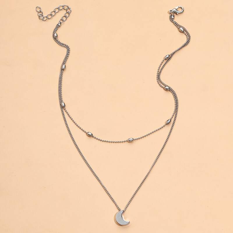 

Moon Layered Necklace, Silver