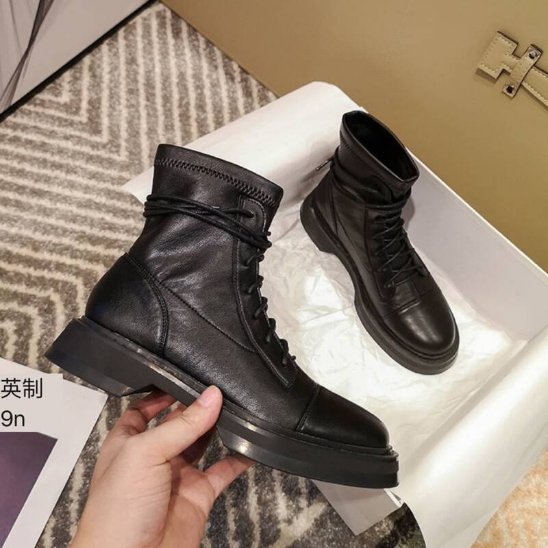 

Lace-up Front Combat Boots, Black