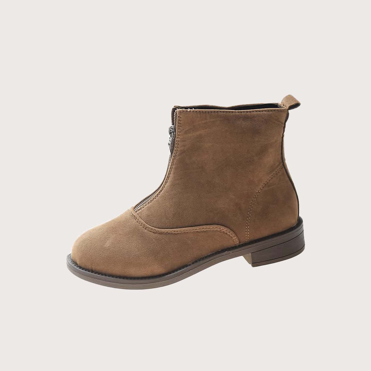 

Zip Front Ankle Boots, Khaki