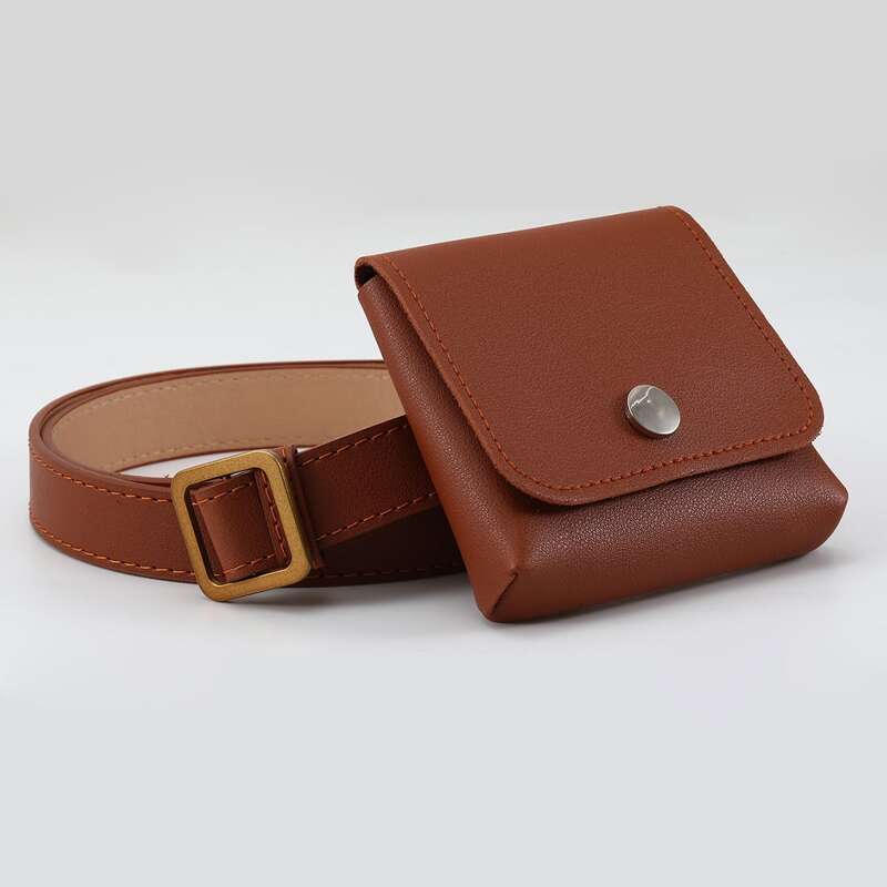 

Solid Buckle Belt & Purse, Brown