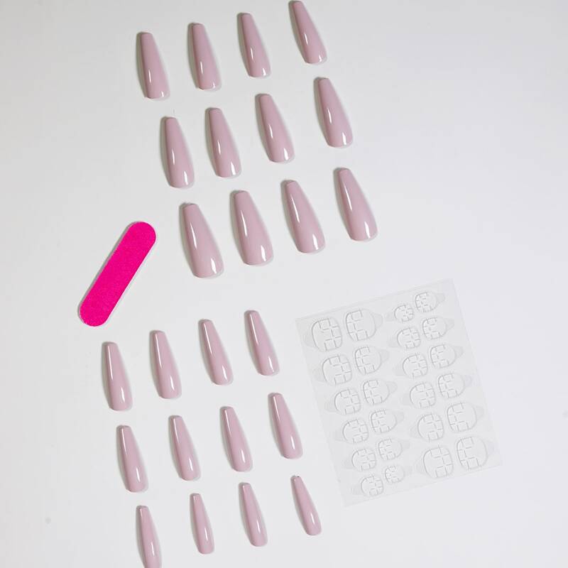 

24pcs Fake Nail & 1sheet Tape & 1pc Nail File, Dusty pink