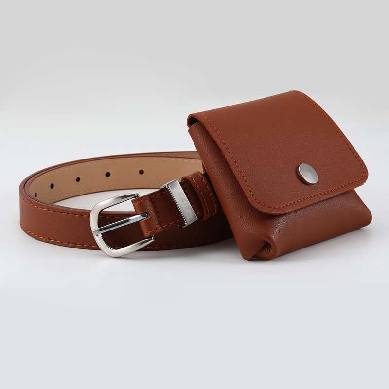 

Solid Buckle Belt & Purse, Rust brown