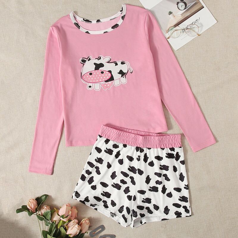 

Cow Print PJ Set, Multicolor