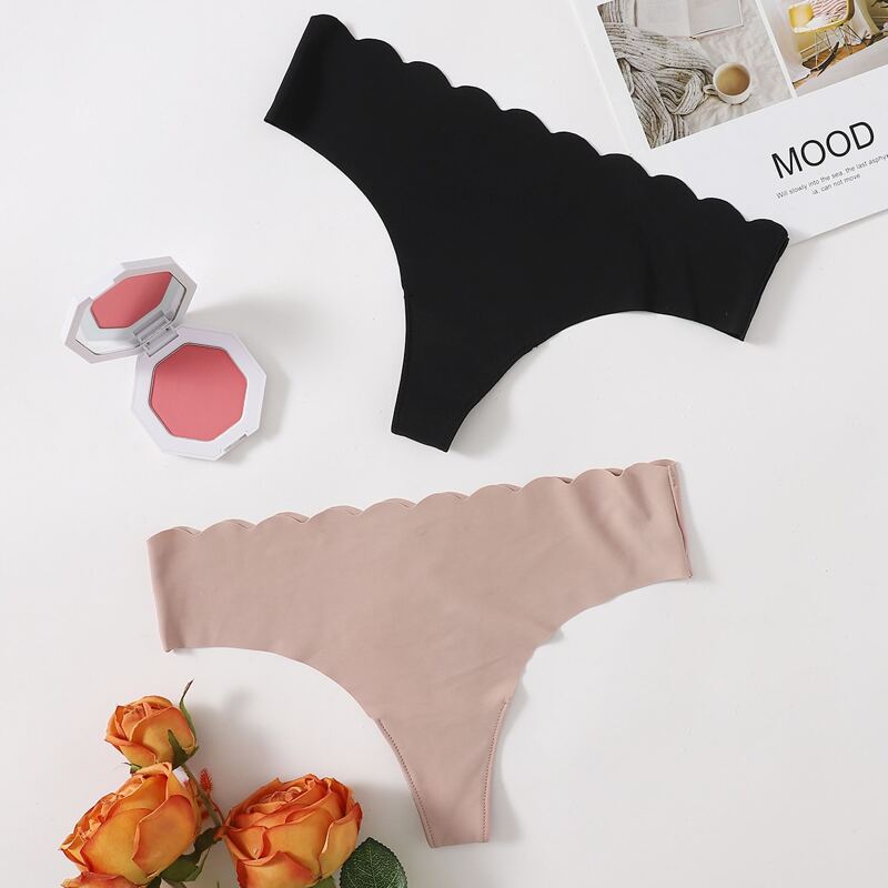 

2pack Scallop Trim Panty Set, Multicolor