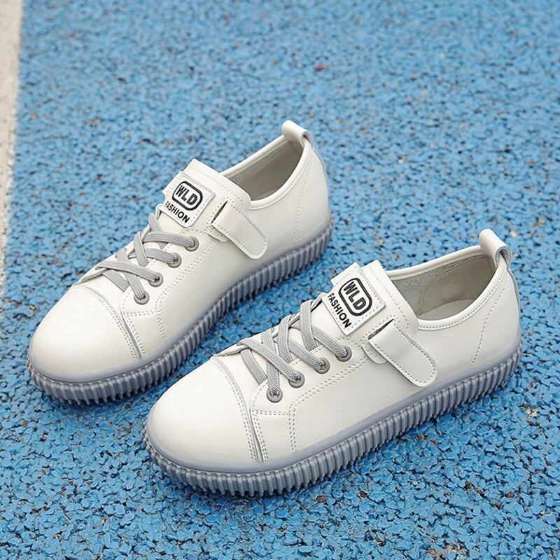 

Velcro Decor Lace-up Skate Shoes, Grey