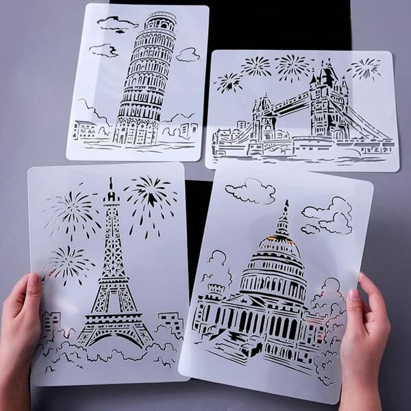 

1pc Random Hollow Painting Template Board, White