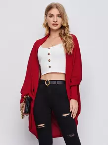 SHEIN Clasi 前開式蝙蝠袖外套 - 紅色 - 查看 1