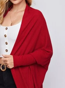 SHEIN Clasi 前開式蝙蝠袖外套 - 紅色 - 查看 4