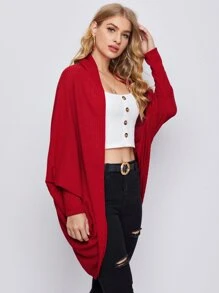 SHEIN Clasi 前開式蝙蝠袖外套 - 紅色 - 查看 5