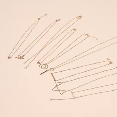 9入組幾何吊墜項鍊