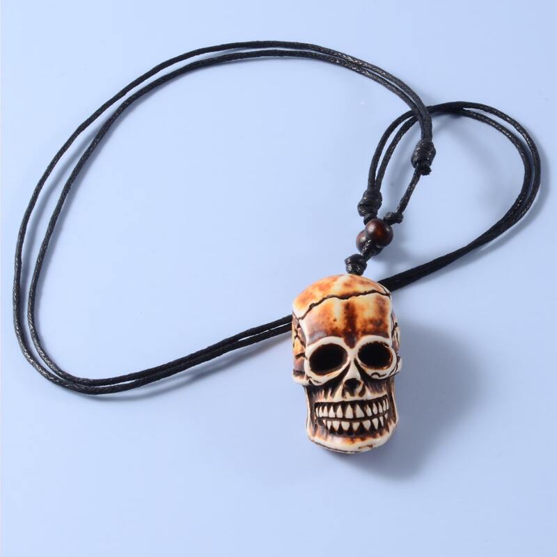 

Guys Skull Charm Necklace, Brown