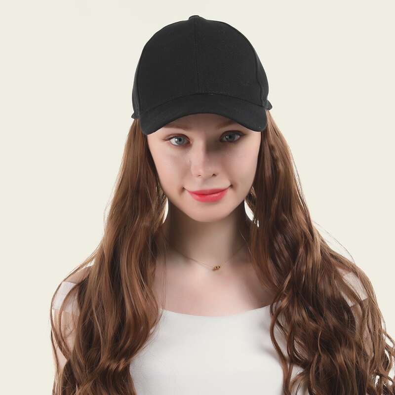

Natural Long Curly Wig With Baseball Cap, Brown