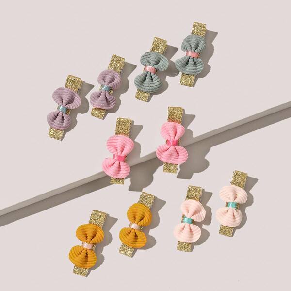 

10pcs Toddler Girls Bow Decor Hair Clip, Multicolor