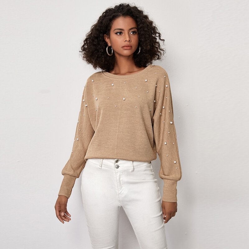 

Pearl Beaded Tee, Khaki