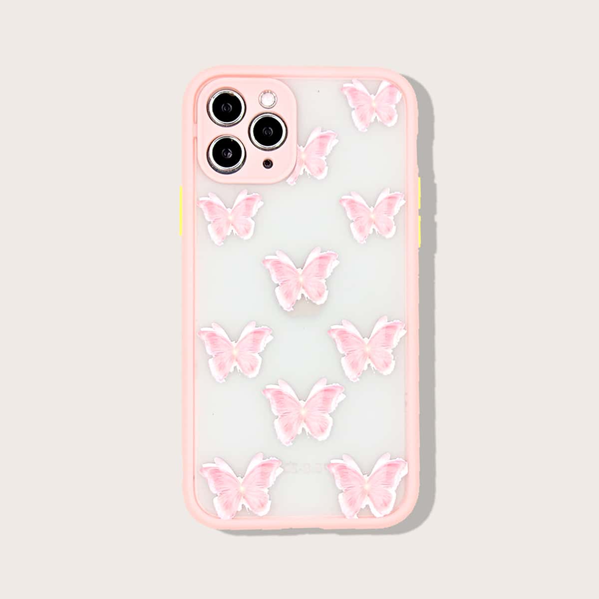 

Contrast Frame Butterfly Pattern iPhone Case, Pink