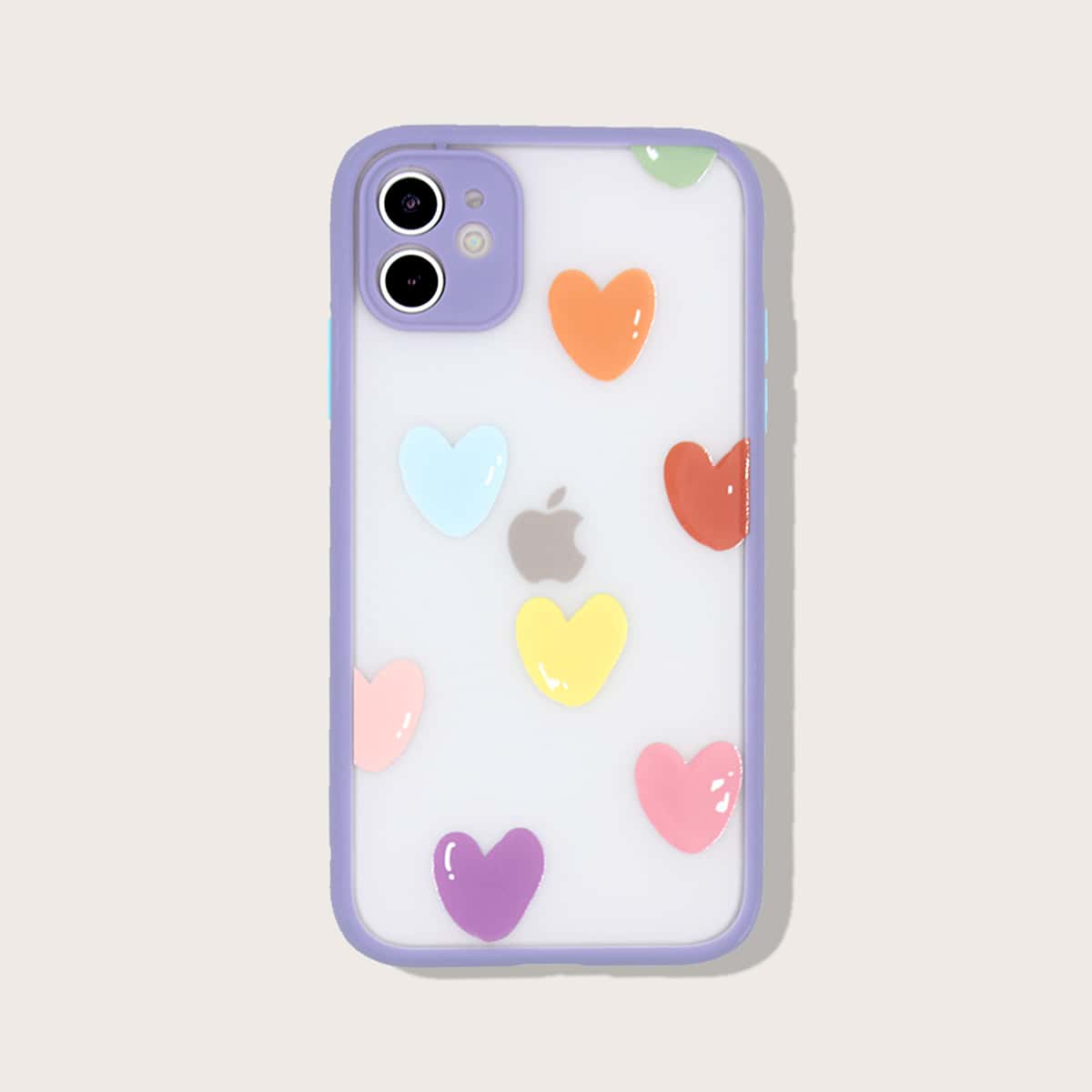 

Contrast Frame Heart Pattern iPhone Case, Multicolor