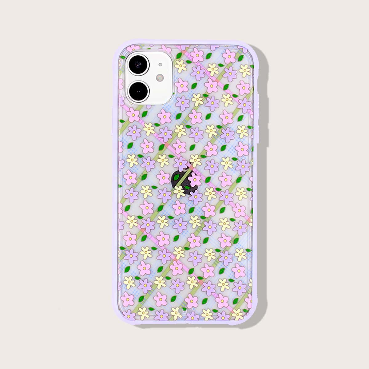 

Flower & Leaf Pattern iPhone Case, Purple