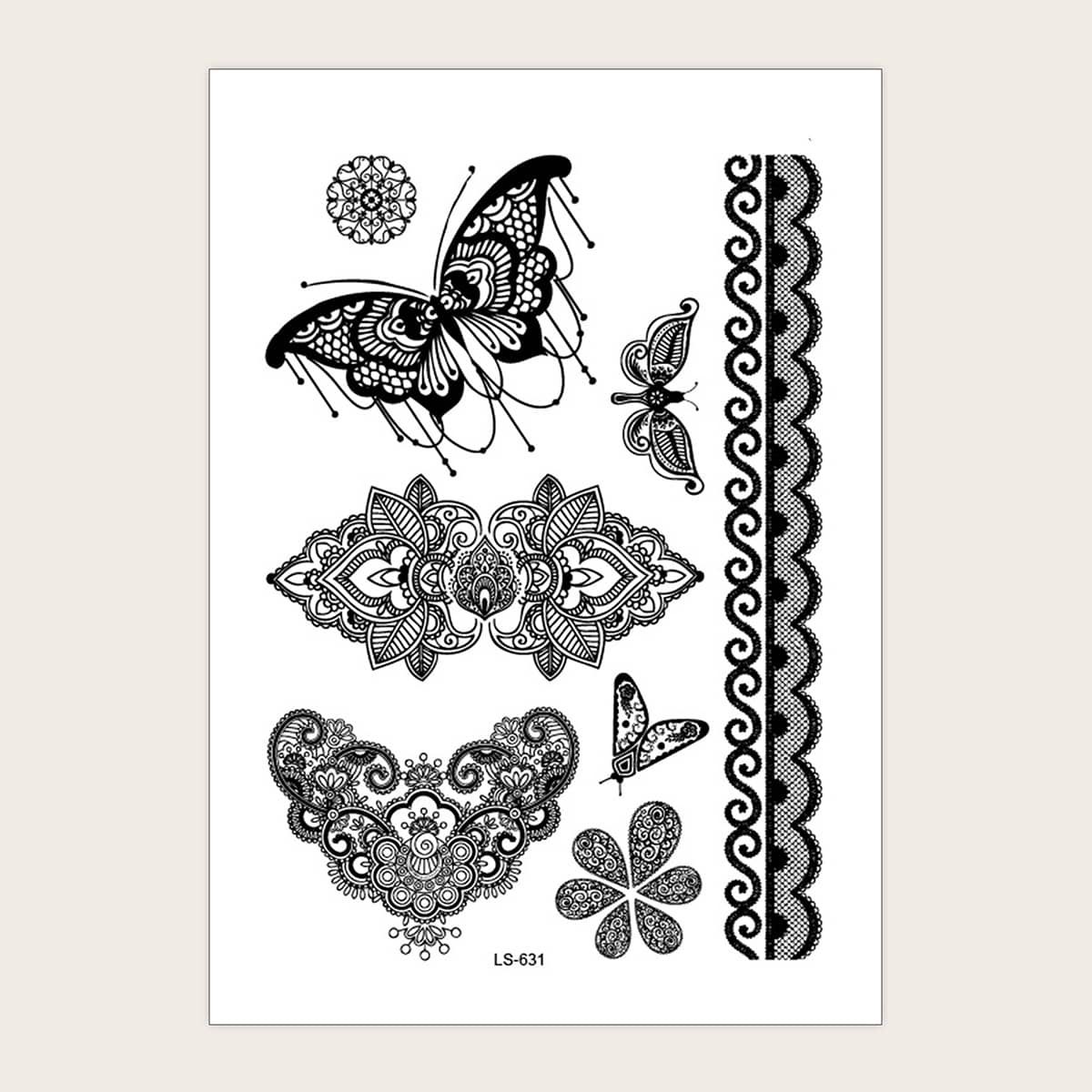 

1sheet Butterfly Pattern Tattoo Sticker, Black