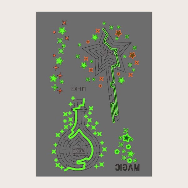 

1sheet Luminous Star Pattern Tattoo Sticker, Multicolor