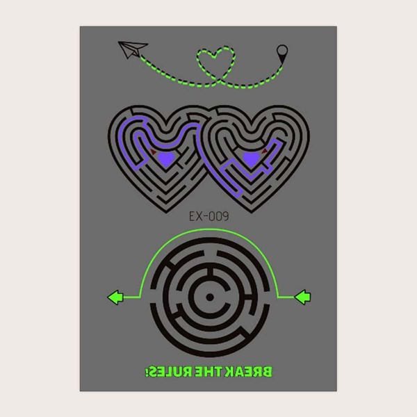 

1sheet Luminous Heart Pattern Tattoo Sticker, Multicolor