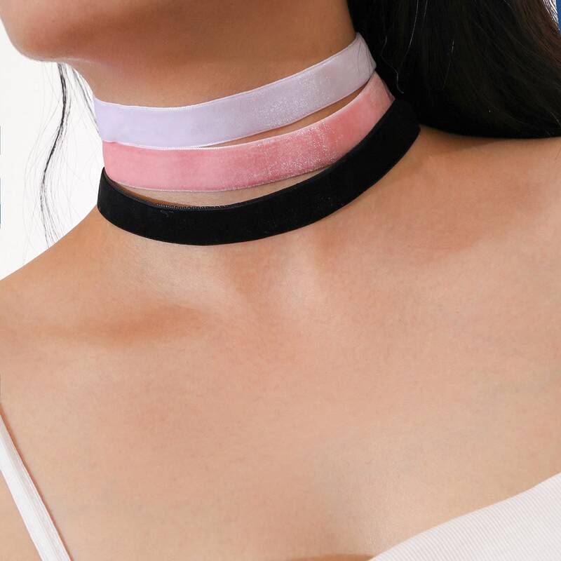 

3pcs Simple Choker, Multicolor
