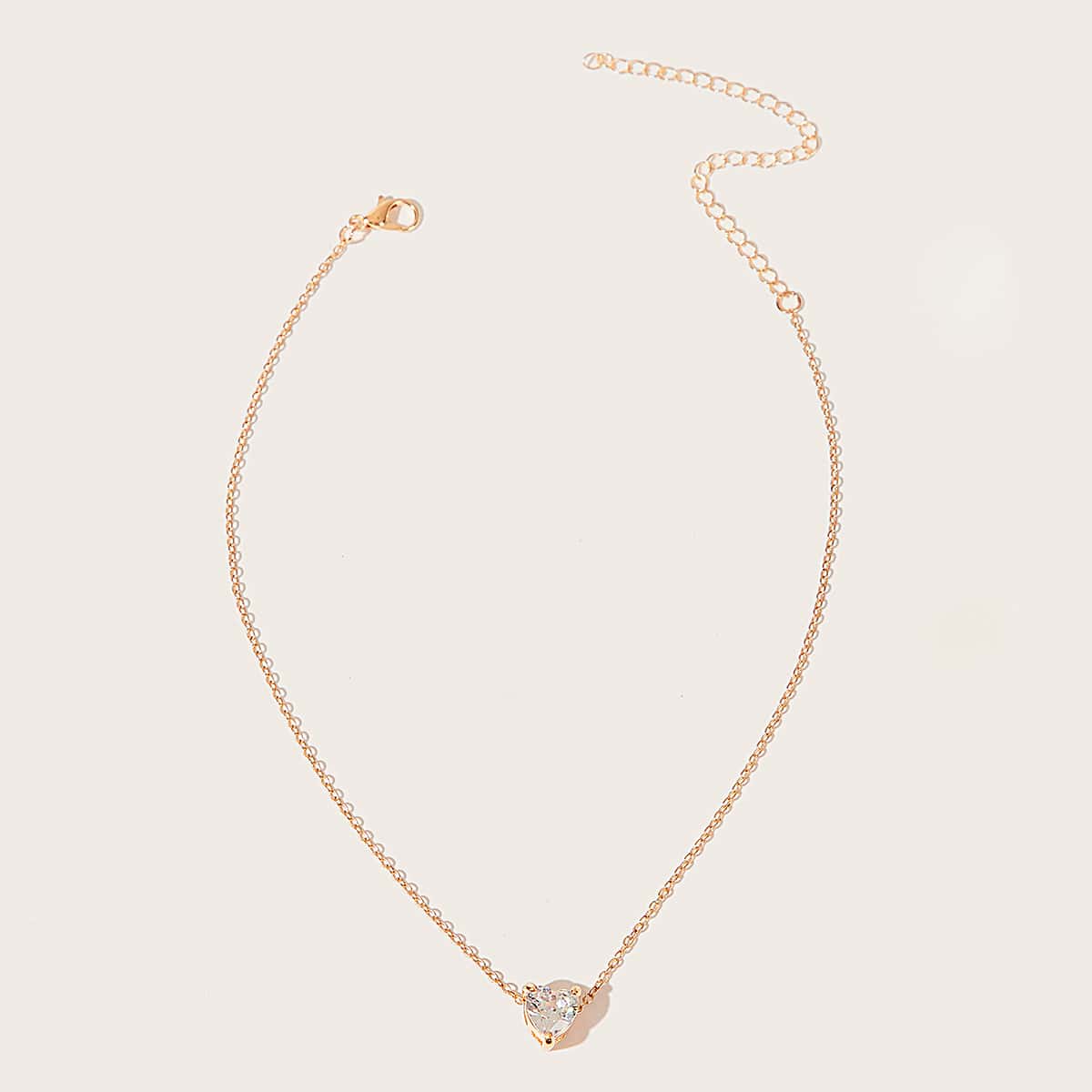 

Rhinestone Heart Decor Necklace, Gold