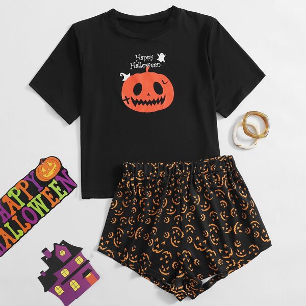 

Halloween Print PJ Set, Multicolor