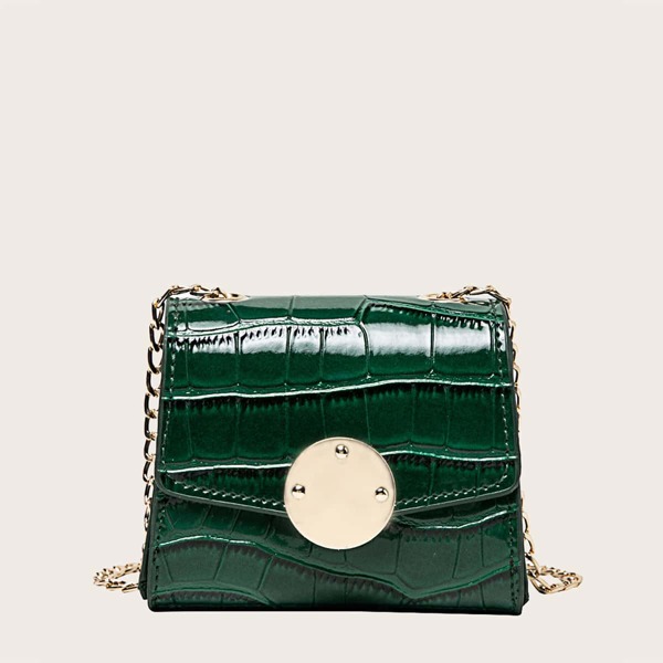 

Girls Crocodile Chain Crossbody Bag, Green
