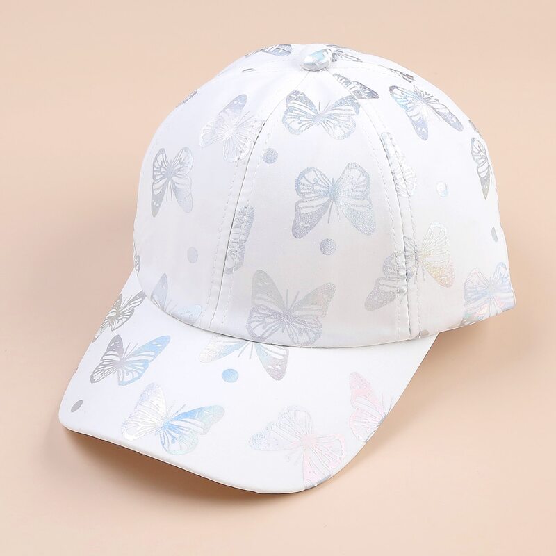 

Butterfly Print Baseball Cap, White
