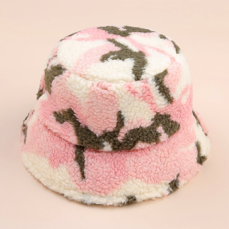 

Camo Print Lambswool Bucket Hat, Multicolor