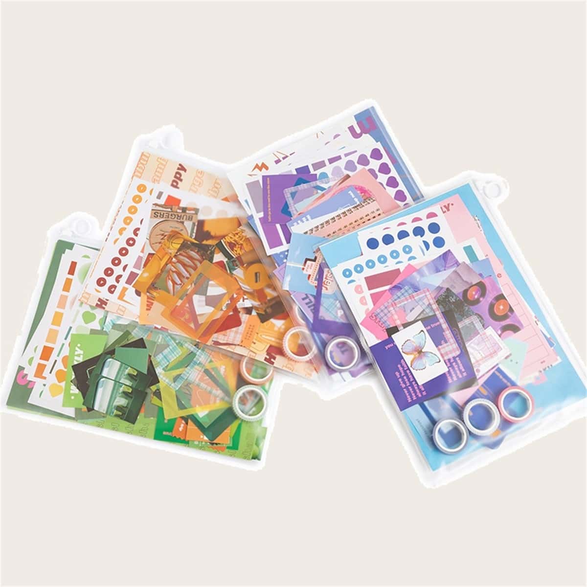

64pcs Mixed Pattern Random Material Paper & Sticker Set, Multicolor