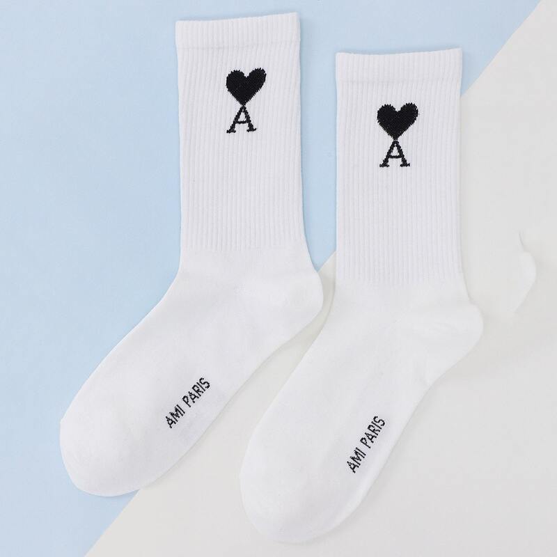 

Letter Graphic Crew Socks, White