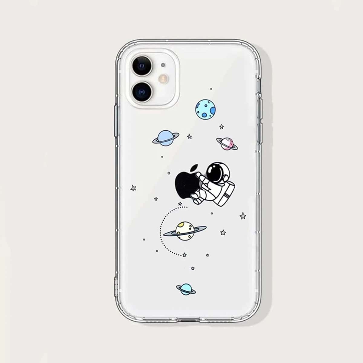 

Astronaut & Galaxy Print iPhone Case, Clear
