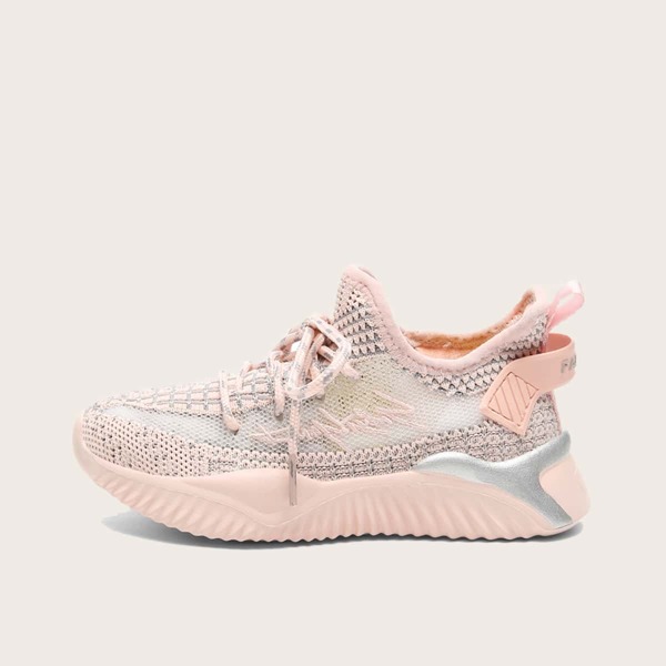 

Girls Lace Up Decor Knit Sneakers, Pink
