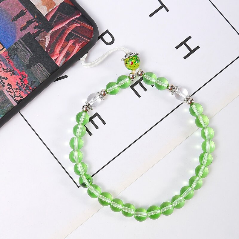 

Glass Beaded Phone Lanyard, Green