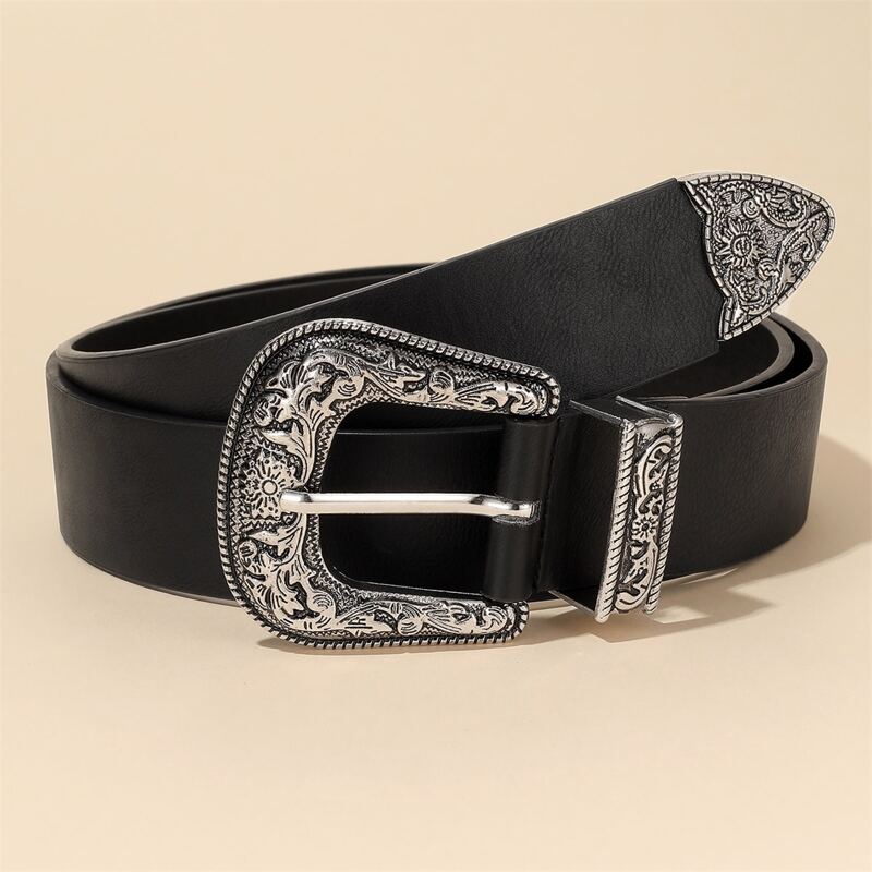 

Simple Western Buckle Belt, Black