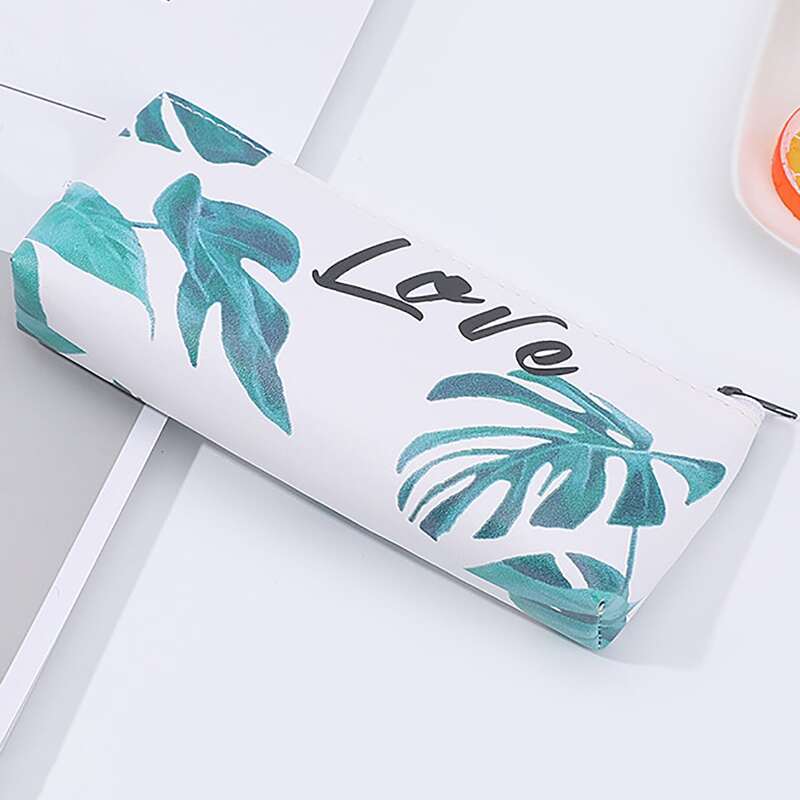 

1pc Leaf Print Pencil Case, Multicolor