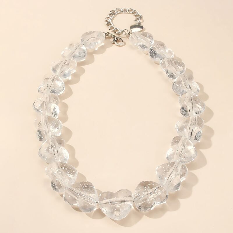 

Heart Beaded Necklace, Clear