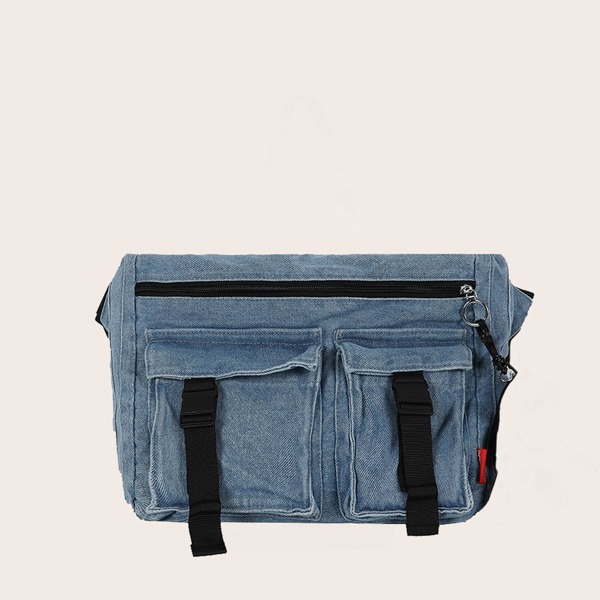 

Men Pocket Front Crossbody Bag, Blue