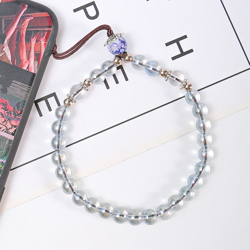 

Glass Beaded Phone Lanyard, Grey