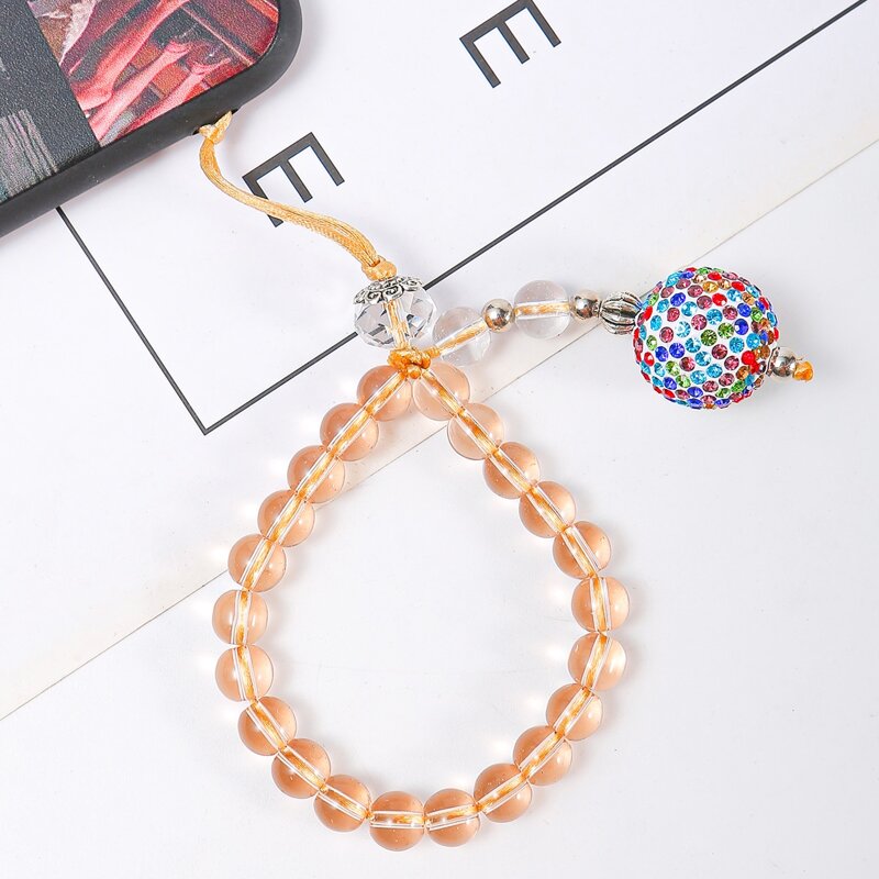 

Glass Beaded Phone Lanyard, Brown