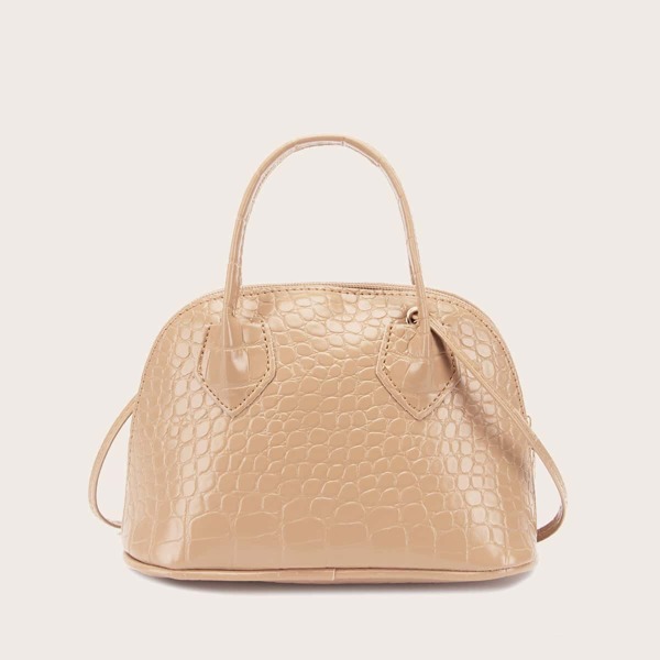 

Croc Embossed Dome Bag, Apricot