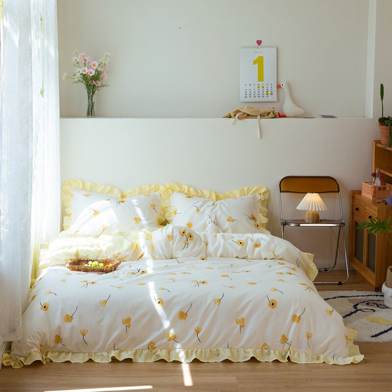

Flower Print Bedding Set Without Filler, Multicolor