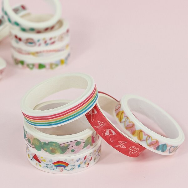 

12rolls Mixed Pattern DIY Tape, Multicolor