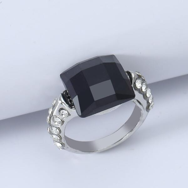 

Men Gemstone Decor Ring, Black