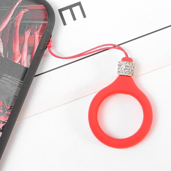 

Rhinestone Decor Silicone Phone Lanyard, Red