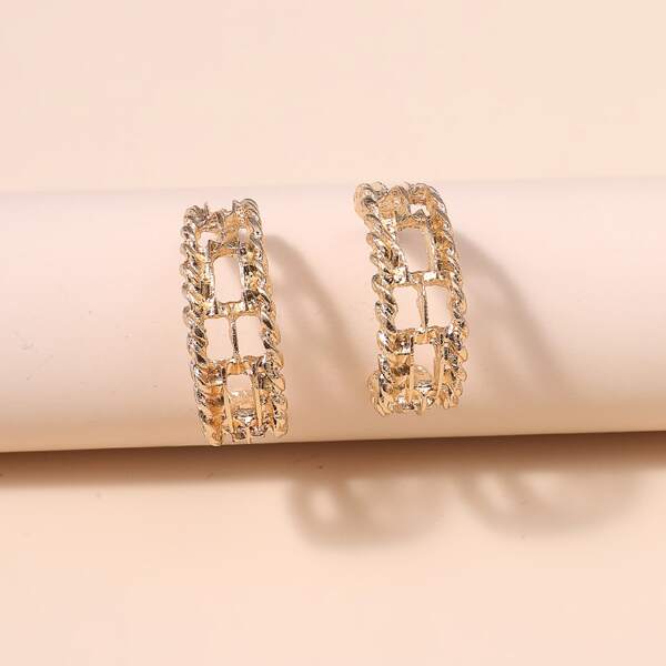 

Hollow Out Cuff Hoop Earrings, Gold