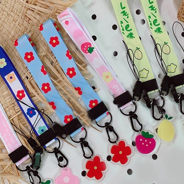 

1pc Flower Print Random Lanyard, Multicolor