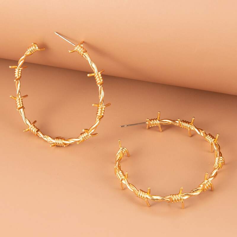 

1pair Knot Hoop Earrings, Gold