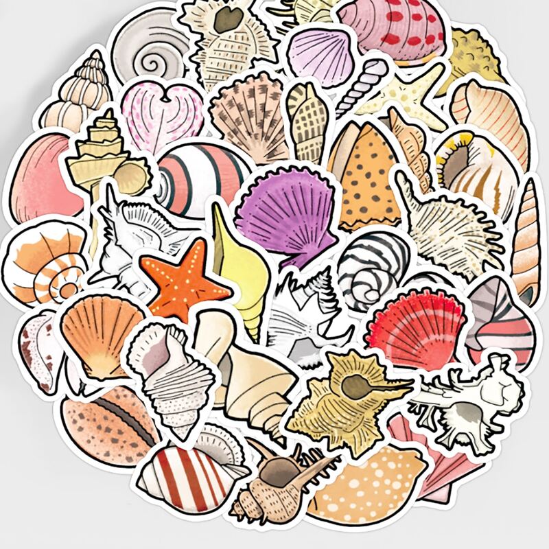 

40pcs Shell Pattern Sticker, Multicolor